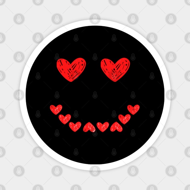 Smiling face heart red Magnet by Shineyarts